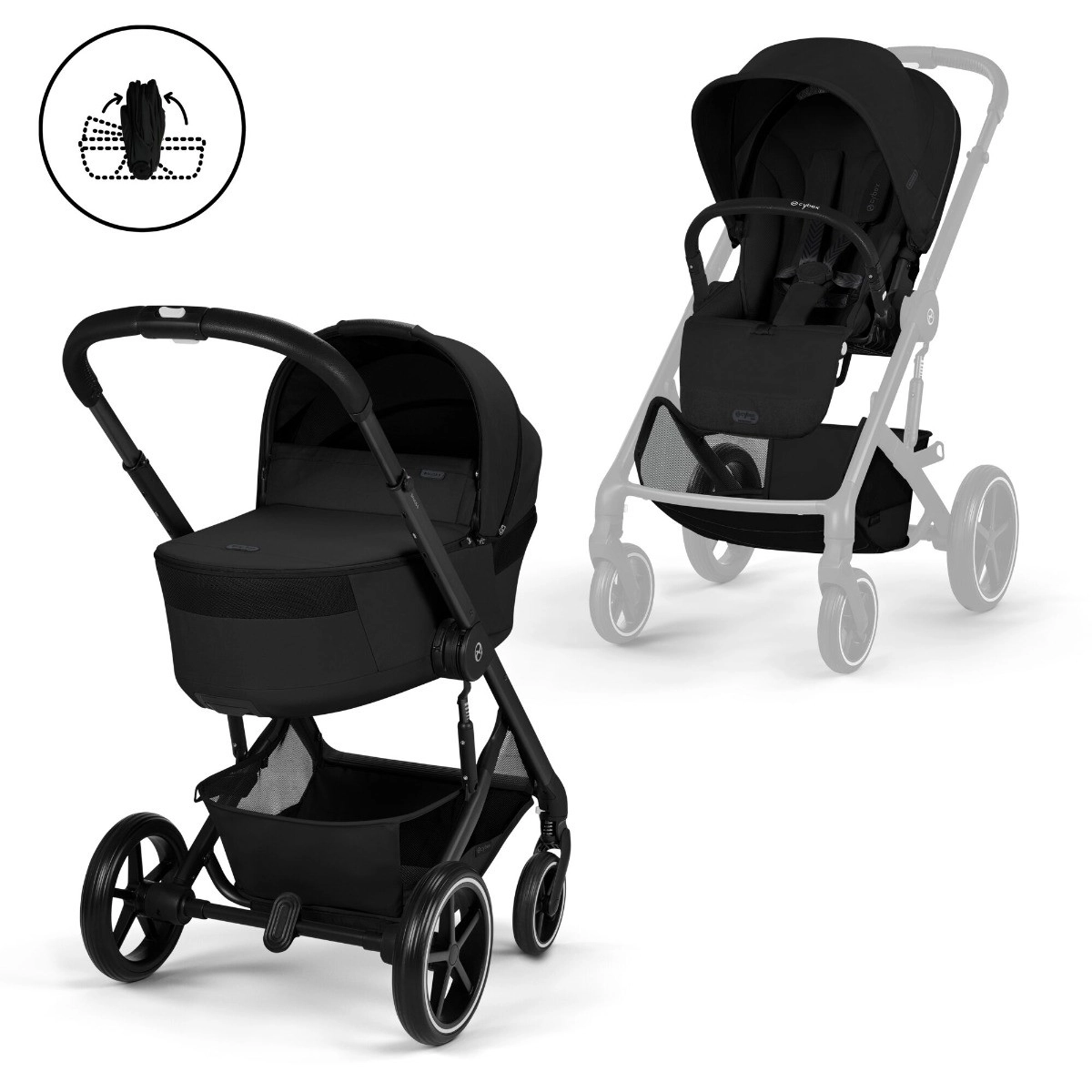 CYBEX KOLICA BALIOS S LUX BLK+SKLOPIVA KOŠARA,MOON BLACK