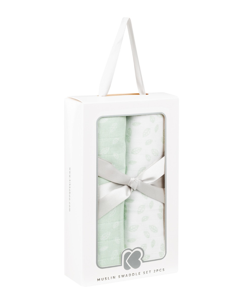 KIKKA BOO MUSLIN SET ZA POVIJANJE 2KOM 80/80CM,LEAVES MINT