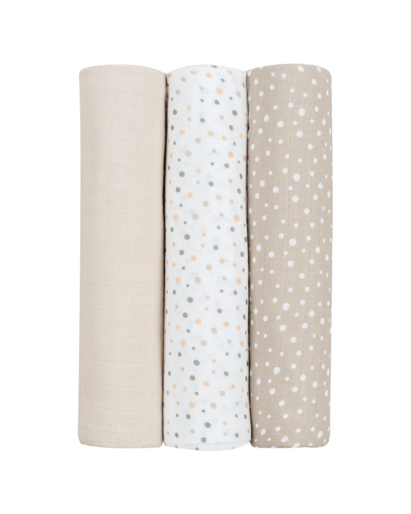 KIKKA BOO SET ZA POVIJANJE 3KOM 80/80CM,DOTS BEIGE