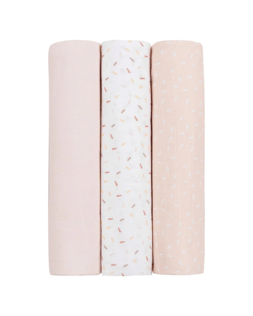 KIKKA BOO MUSLIN SET ZA POVIJANJE 3KOM 80/80CM,CONFETTI PINK