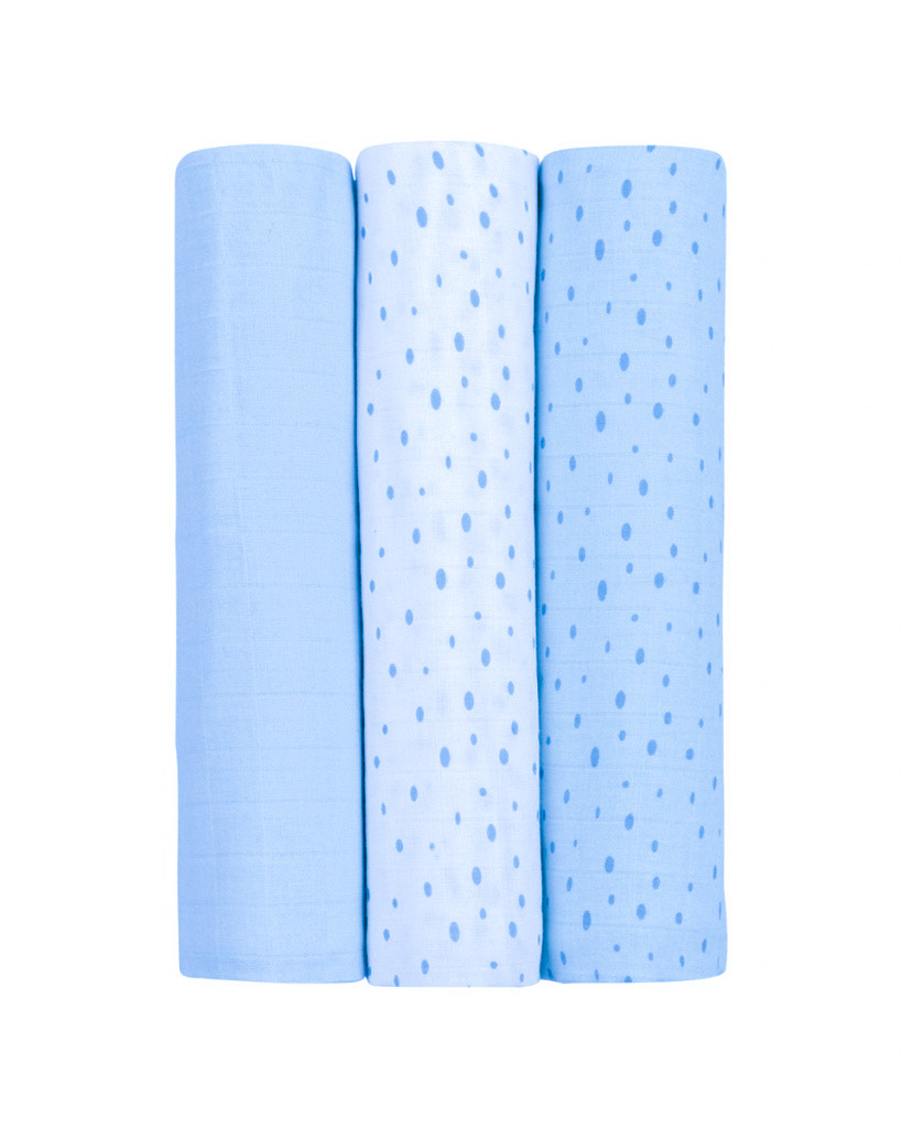 KIKKA BOO MUSLIN SET ZA POVIJANJE 3KOM 80/80CM,DOTS BLUE