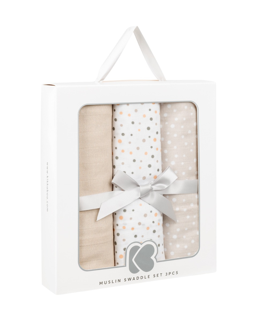 KIKKA BOO MUSLIN SET ZA POVIJANJE 3KOM 100/100CM,DOTS BEIGE