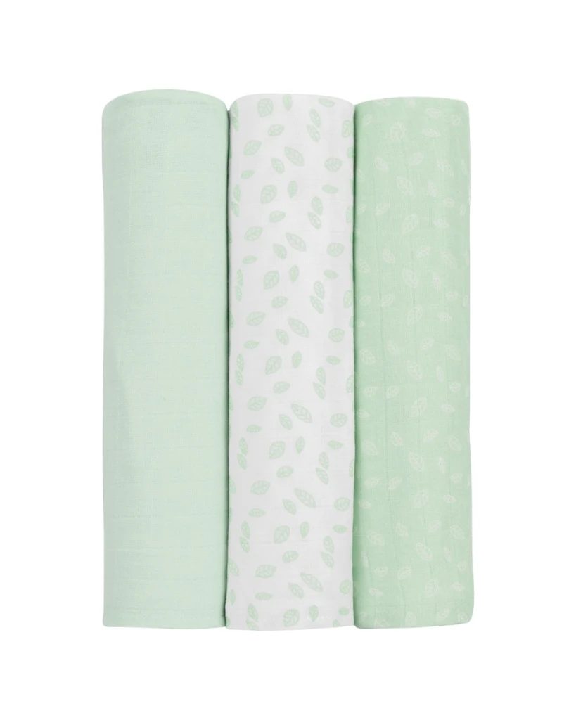 KIKKA BOO MUSLIN SET ZA POVIJANJE 3KOM 100/100CM,LEAVES MINT
