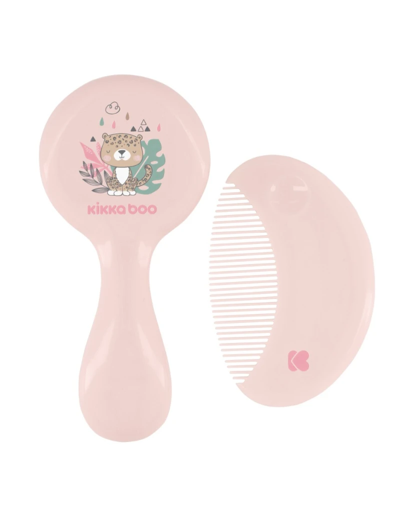 KIKKA BOO ČETKA I ČEŠALJ S PRIRODNOM DLAKOM,SAVANNA PINK