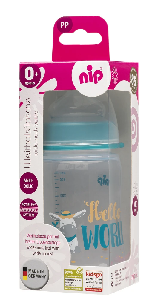 NIP PP BOČICA ŠIROKO GRLO, 260ML, VEL.0+,FLOW M, BOY