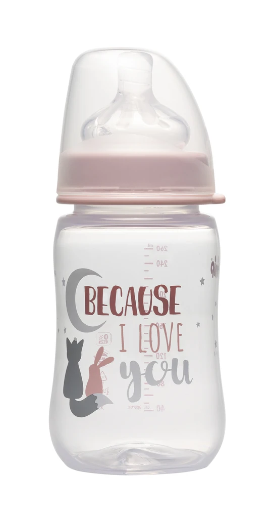 NIP PP BOČICA ŠIROKO GRLO, 260ML, VEL.0+, FLOW M, GIRL