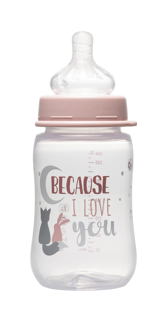 NIP PP BOČICA ŠIROKO GRLO, 260ML, VEL.0+, FLOW M, GIRL