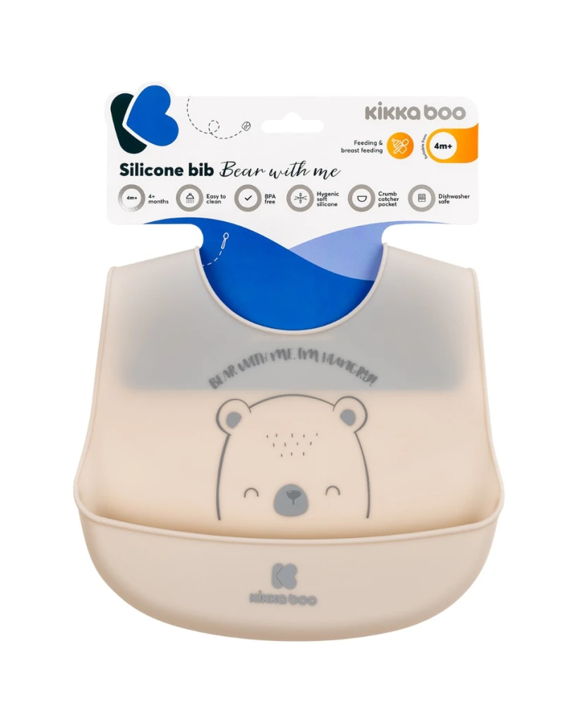 KIKKA BOO SILIKONSKI SIPERAK BEAR WITH ME,GREY