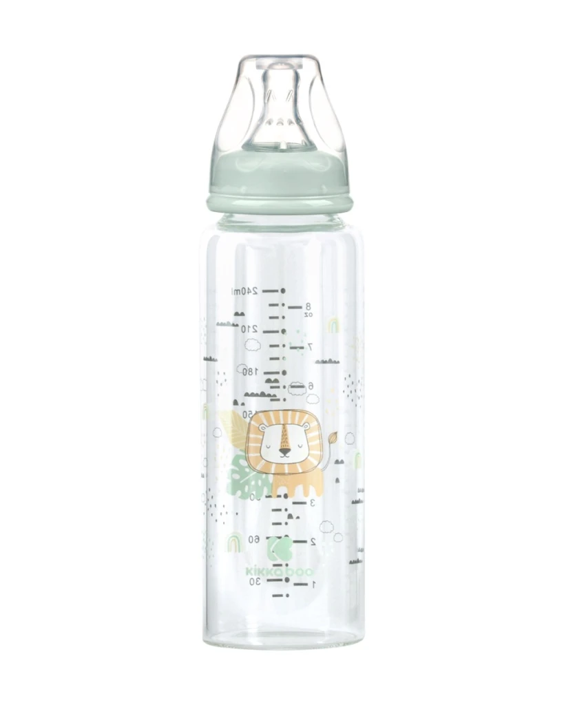 KIKKA BOO STAKLENA BOCA ZA HRANJENJE 240ML,SAVANNA MINT