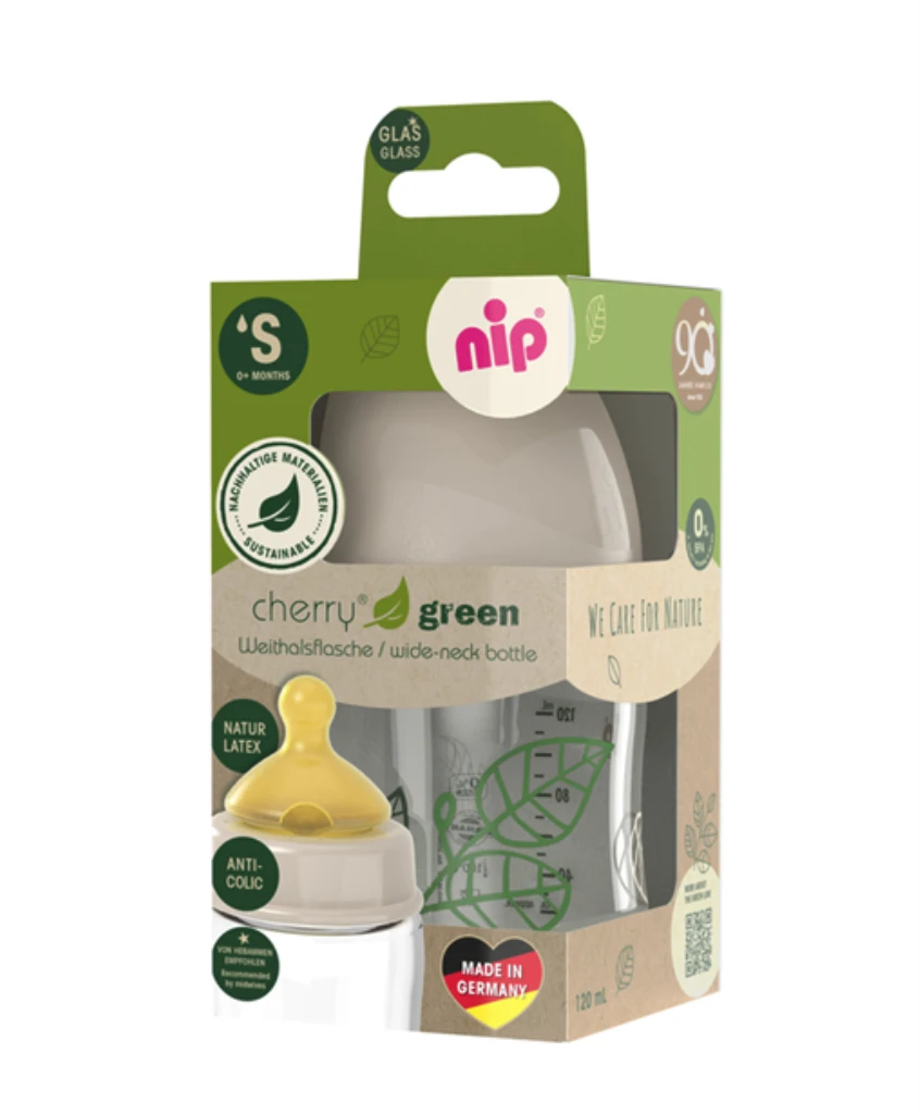 NIP STAKLENA BOCA ŠIROKOG GRLA,CHERRY GREEN GIRL,BEIGE,120ML