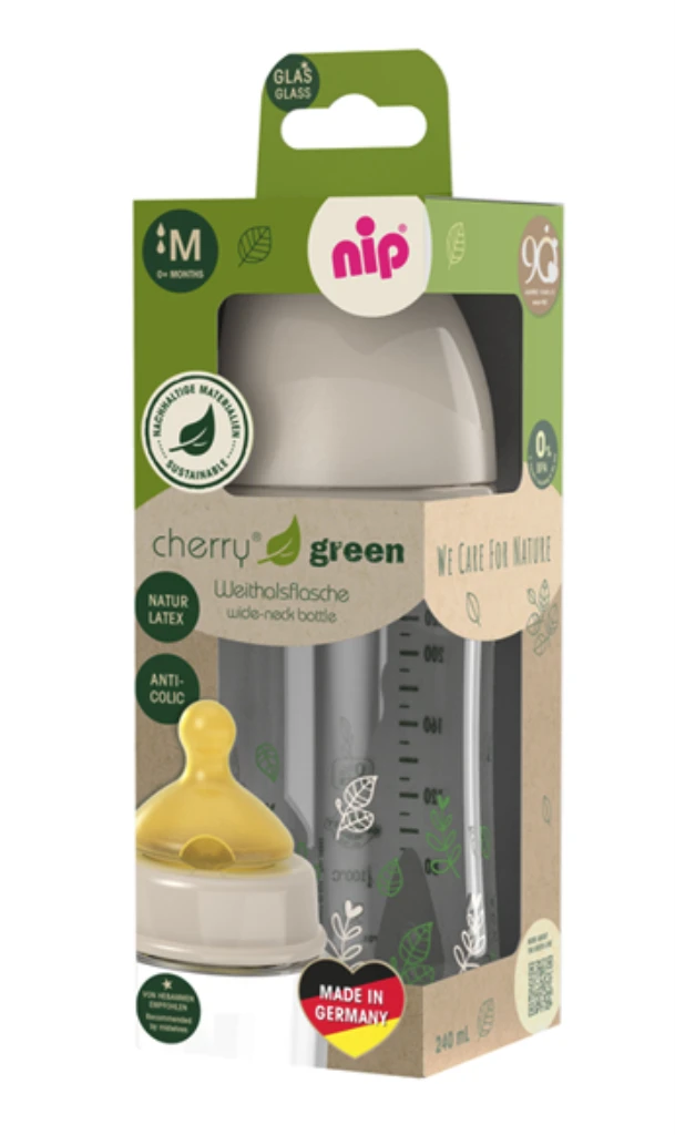 NIP STAKLENA BOCA ŠIROKOG GRLA,CHERRY GREEN GIRL,BEIGE,240ML