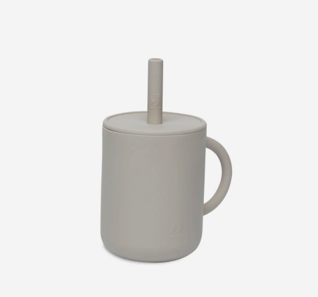 JOLLEIN SILIKONSKA ČAŠA SA SLAMKOM BEŽ