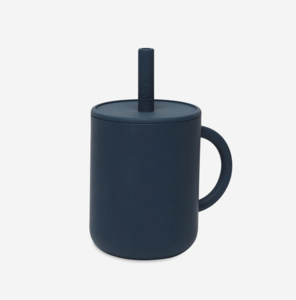 JOLLEIN SILIKONSKA ČAŠA SA SLAMKOM PLAVA