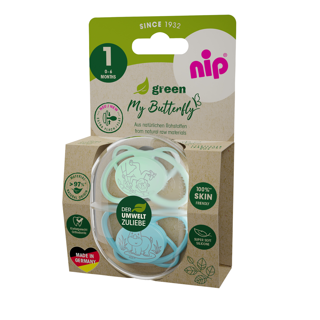 NIP BUTTERFLY GREEN,SILIK.,VEL.1, 0-6MJ