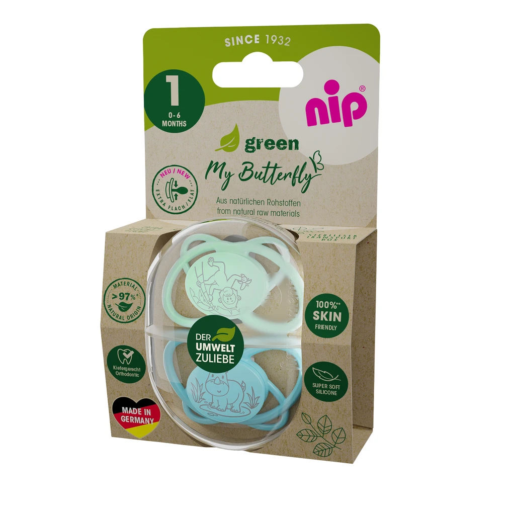 NIP BUTTERFLY GREEN,SILIK.,VEL.1, 0-6MJ