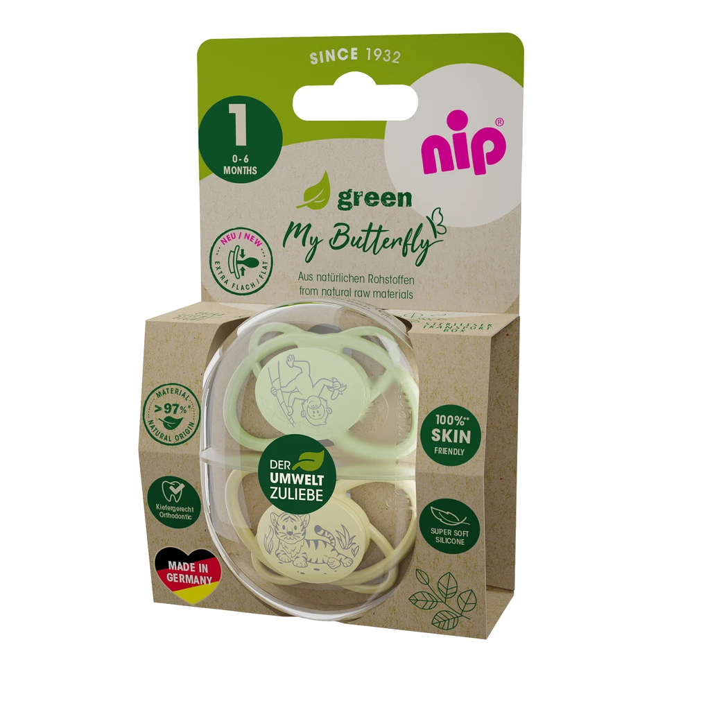 NIP BUTTERFLY GREEN,SILIK.,VEL.1, 0-6MJ