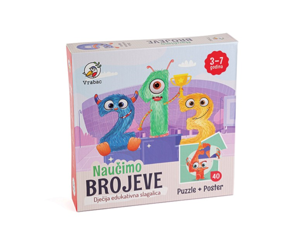 PUZZLE FUN 40,UČIMO BROJEVE,VRABAC