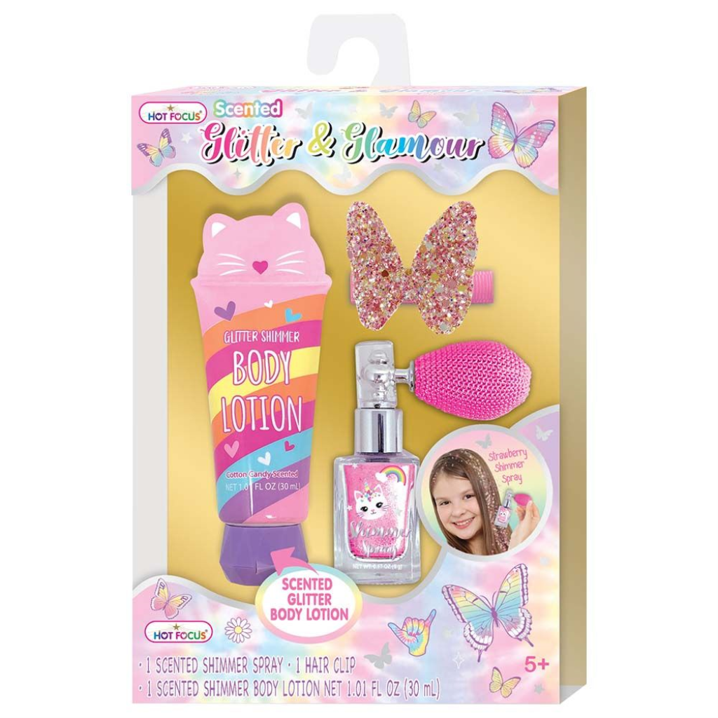 HOT FOCUS LOSION ZA TIJELO I GLITTER PRAH ZA KOSU