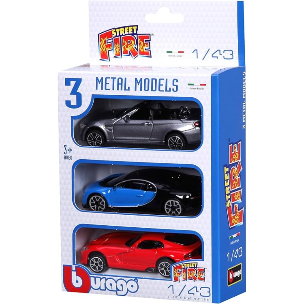 BURAGO 1/43 STREET FIRE 3-PC GIFT PK