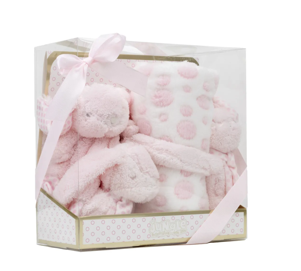 DEKICA S IGRAČKOM POKLON SET ROZI FOR.