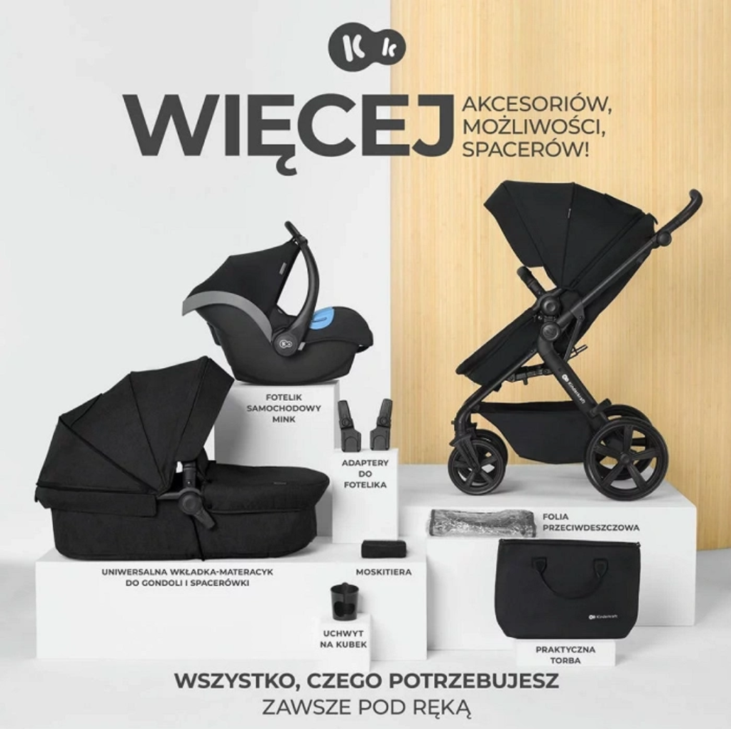 KINDERKRAFT KOLICA 3U1 A-TOUR(MINK PRO) BLACK