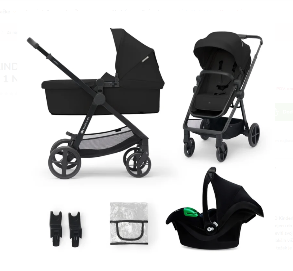 KINDERKRAFT KOLICA 3U1 NEWLY MINK PRO CLASSIC BLACK