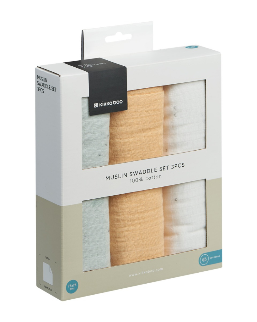 KIKKA BOO MUSLIN SET 3KOM 75X75CM SLEEPY SHEEP