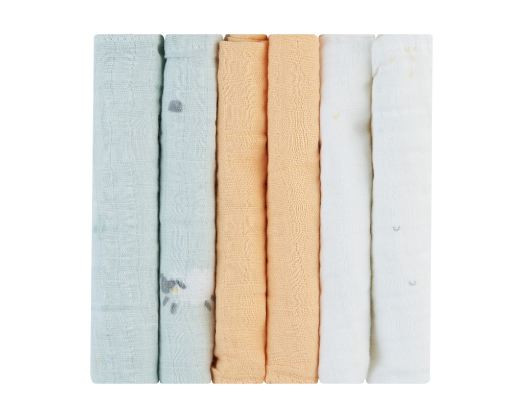 KIKKA BOO MUSLIN SET 6KOM 30X30CM SLEEPY SHEEP