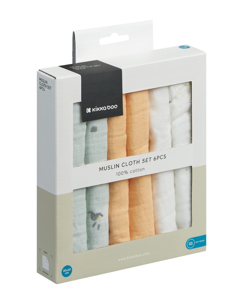 KIKKA BOO MUSLIN SET 6KOM 30X30CM SLEEPY SHEEP