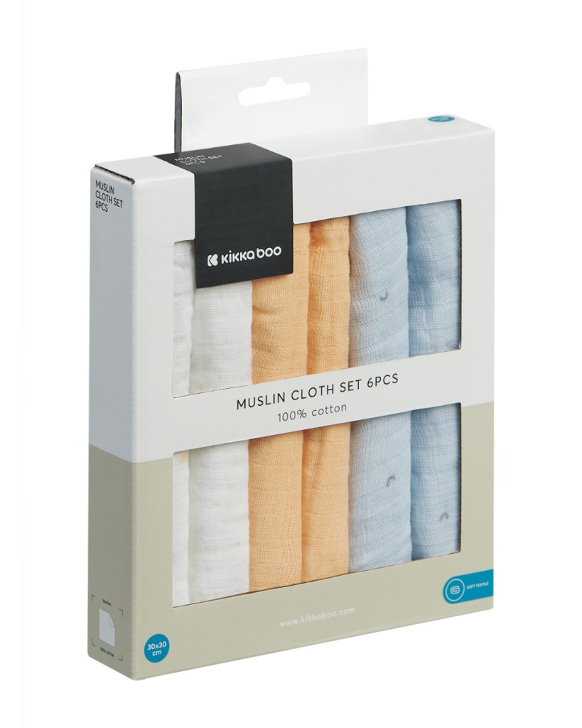 KIKKA BOO MUSLIN SET 6KOM 30X30CM STRIPY FRIENDS