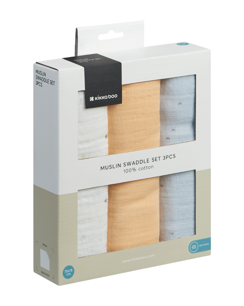 KIKKA BOO MUSLIN SET ZA POVIJANJE 3KOM 75X75CM STRIPY FRIEND