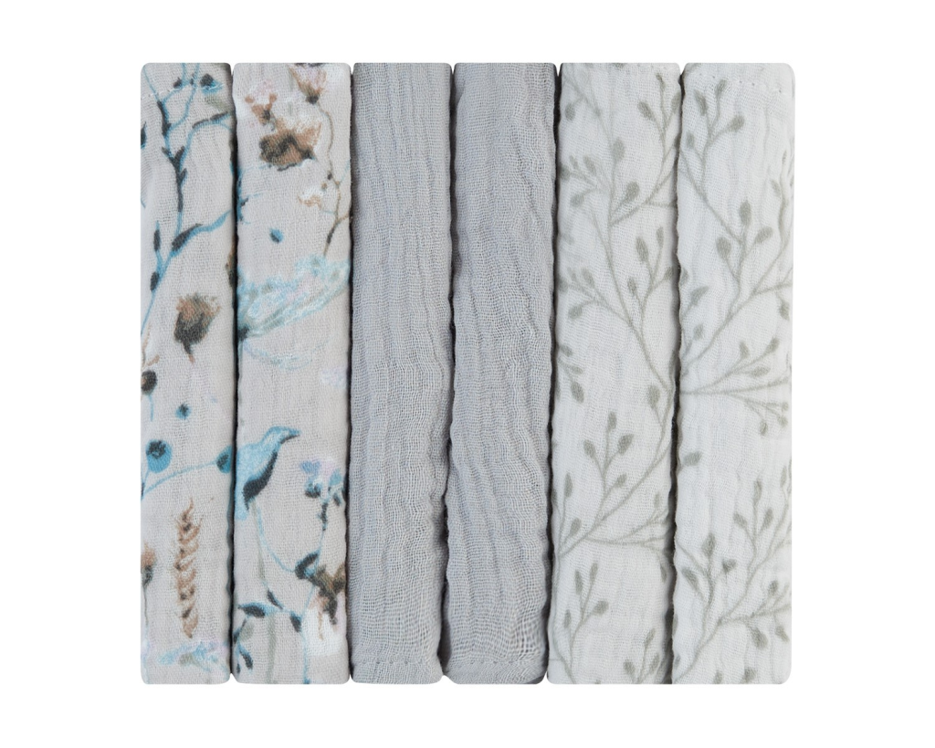 KIKKA BOO MUSLIN KRPE 6KOM 30X30CM DREAMY FIELDS GREY