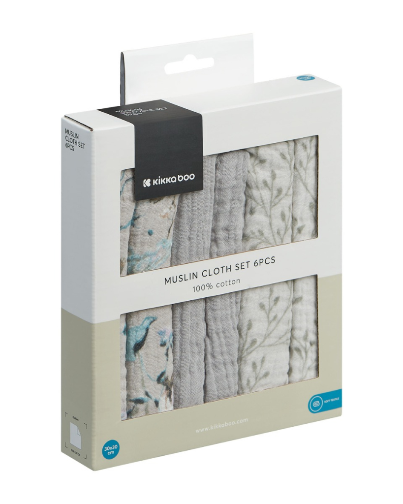 KIKKA BOO MUSLIN KRPE 6KOM 30X30CM DREAMY FIELDS GREY