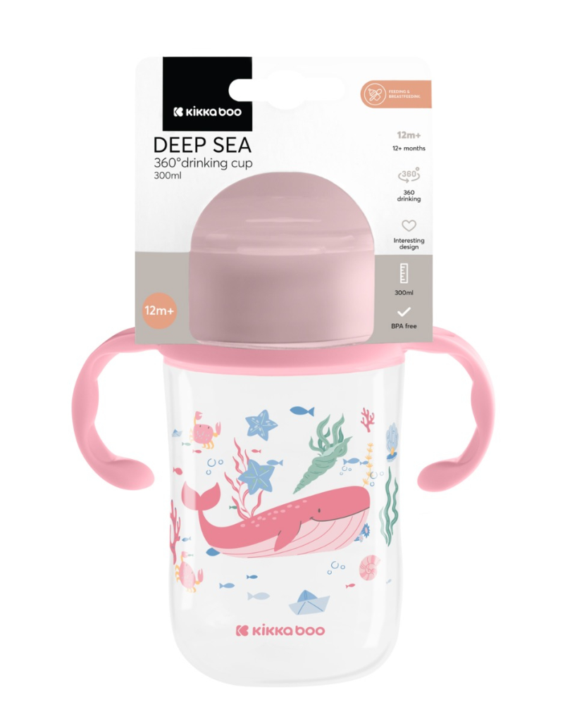 KIKKA BOO ČAŠA ZA PIĆE 360,300ML DEEP SEA PINK