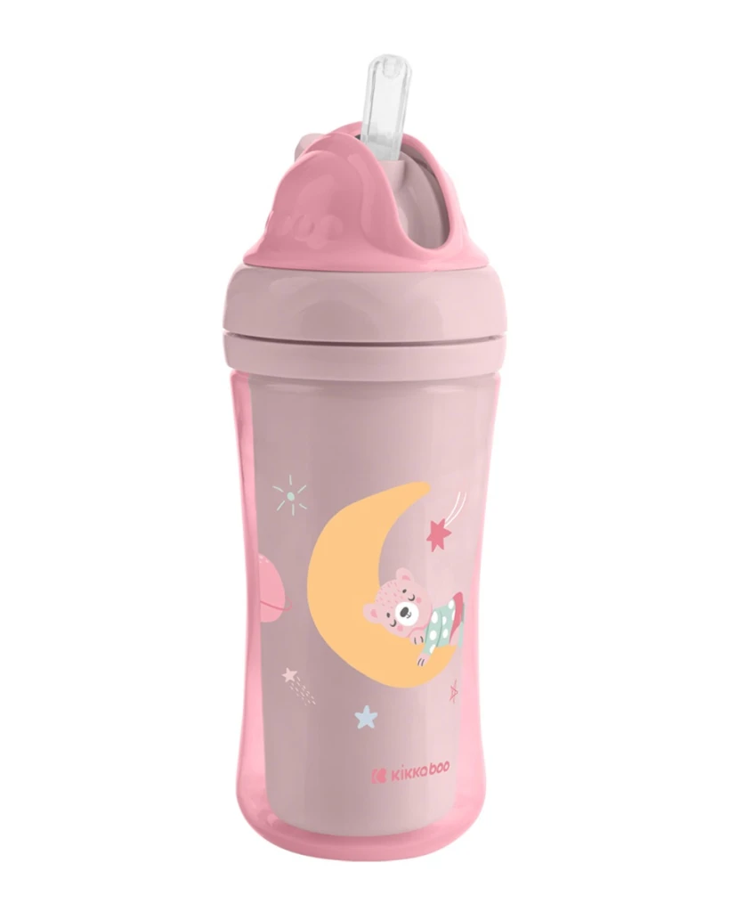KIKKA BOO MOONY ME ŠALICA SA SILIKONSKOM SLAMKOM 220ML, PINK