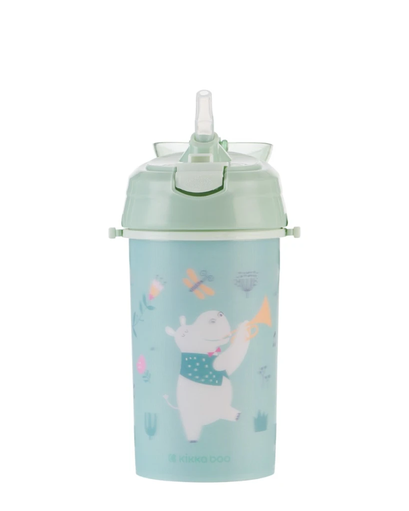 KIKKA BOO ŠALICA SA SIL.SLAMKOM I REMENOM 450ML,MUSIC FEST MINT