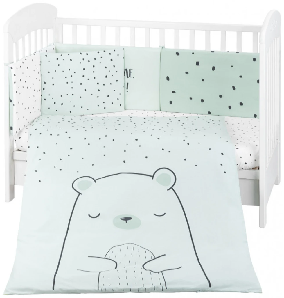 KIKKA BOO POSTELJINA SET 6KOM 60/120,BEAR WITH ME MINT