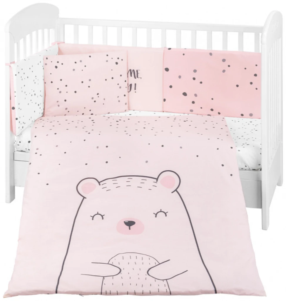 KIKKA BOO POSTELJINA SET 6KOM 60/120.BEAR WITH ME PINK