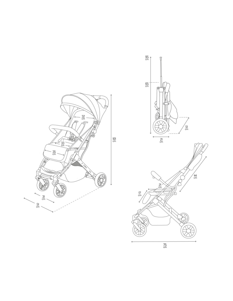 MOMI ESTELLE LIGHT KOLICA,CRNO SREBRNA