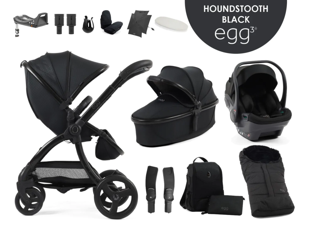 egg3® dječja kolica 12u1 - Special Edition Houndstooth Black