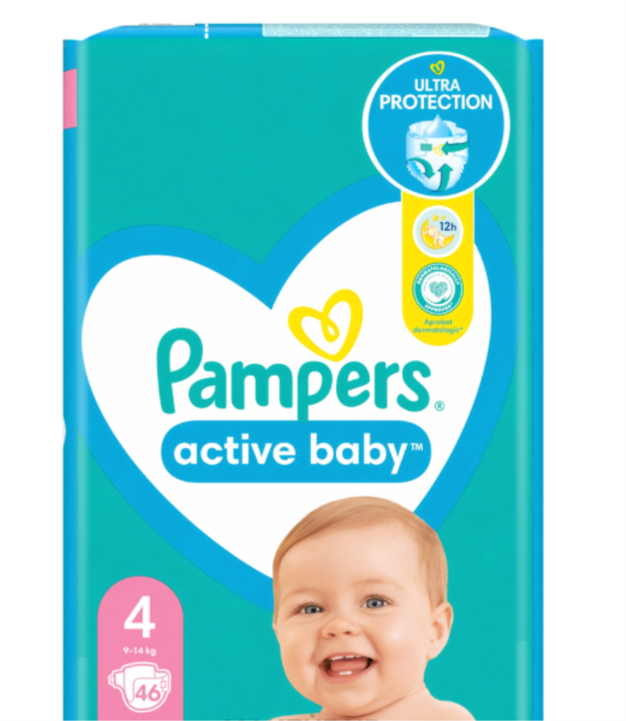 PAMPERS ACTIVE BABY PELENE VEL.4(9-14KG) 46KOM