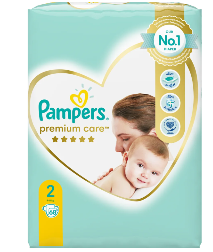 PAMPERS PREMIUM CARE PELENE VEL.2(4-8KG)68KOM
