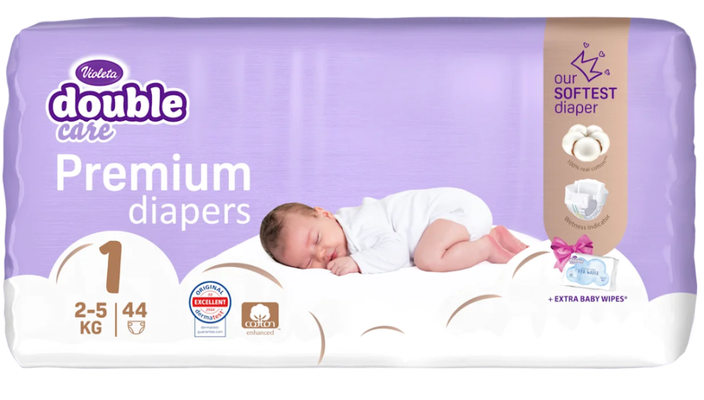 VIOLETA COTTON PREMIUM PELENE NEWBORN(2-5KG)44KOM