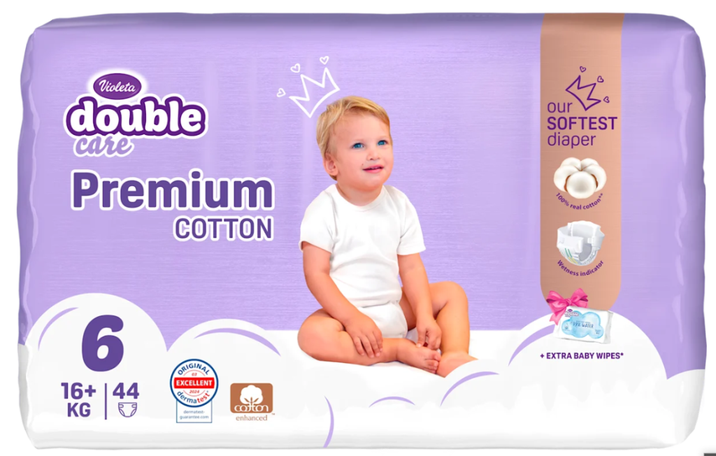 VIOLETA DOUBLE CARE COTTON PREMIUM PELENE VEL.6(16+KG)44KOM