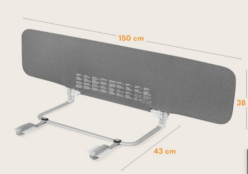LIONELO LORA XL ZASTITNA OGRADA ZA KREVET GRAY STONE 150X45C