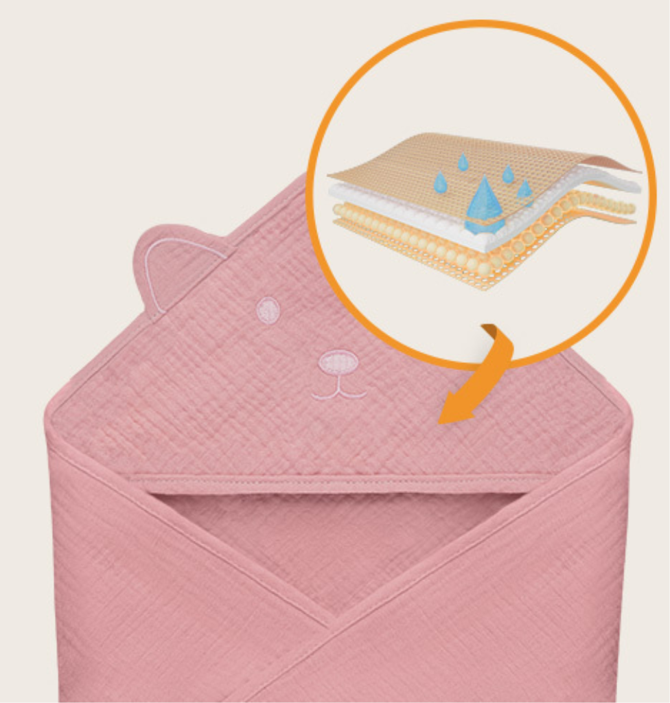 LIONELO RUČNIK OD MUSLINA S KAPULJAČOM ROZI