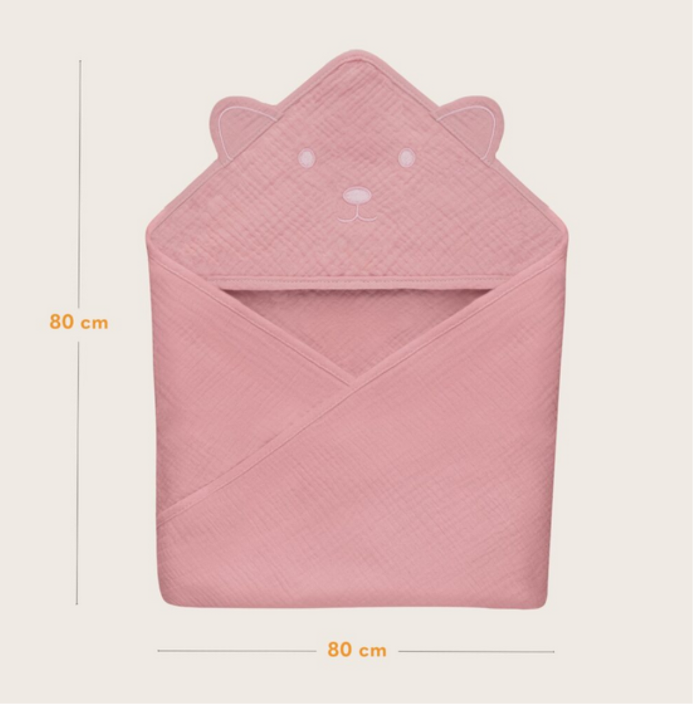 LIONELO RUČNIK OD MUSLINA S KAPULJAČOM ROZI