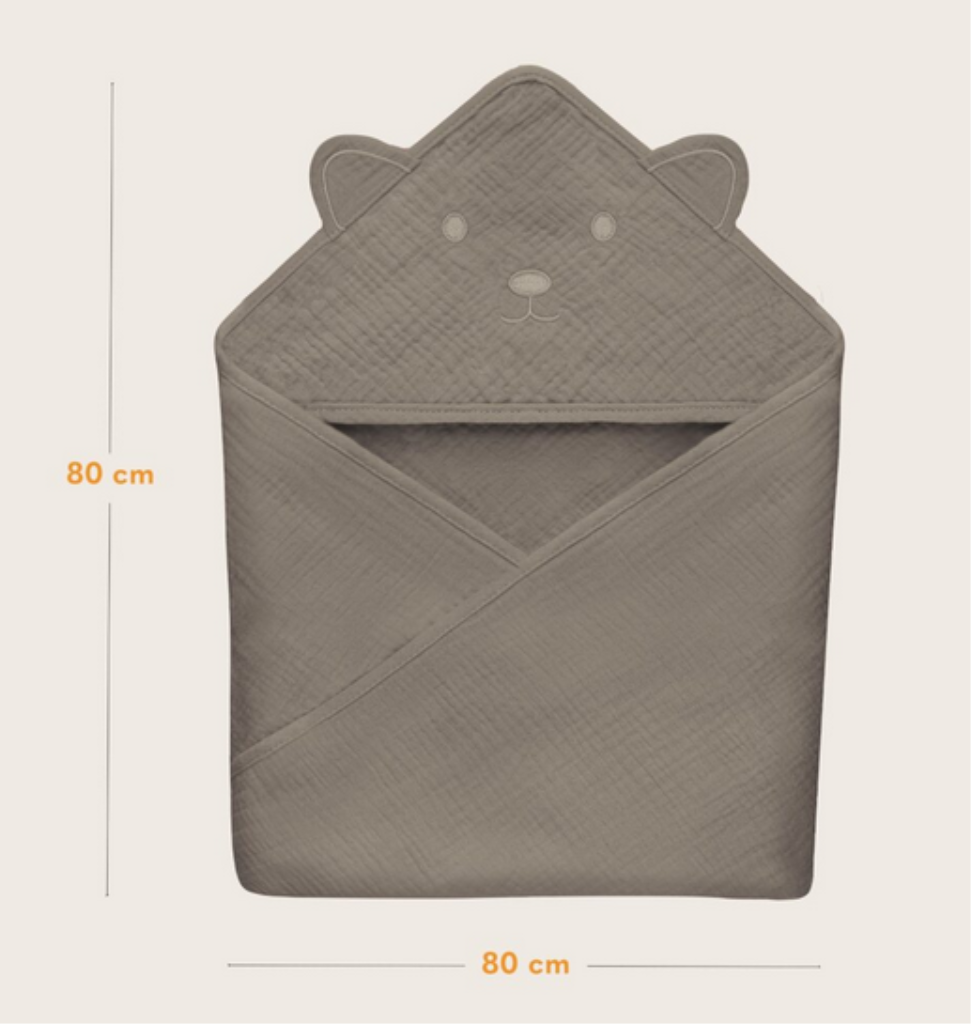 LIONELO RUČNIK OD MUSLINA S KAPULJAČOM BEŽ CAPPUCCINO