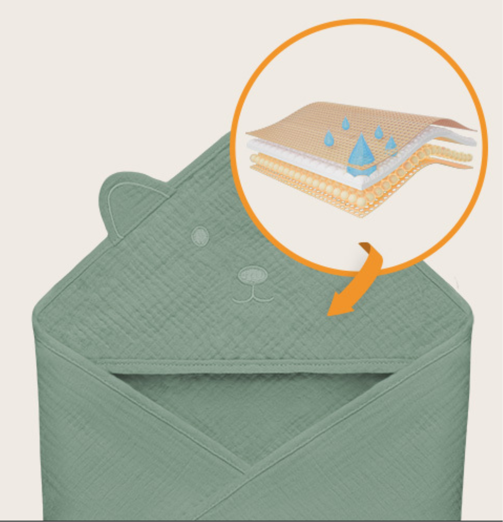 LIONELO RUČNIK OD MUSLINA S KAPULJAČOM GREEN FOREST