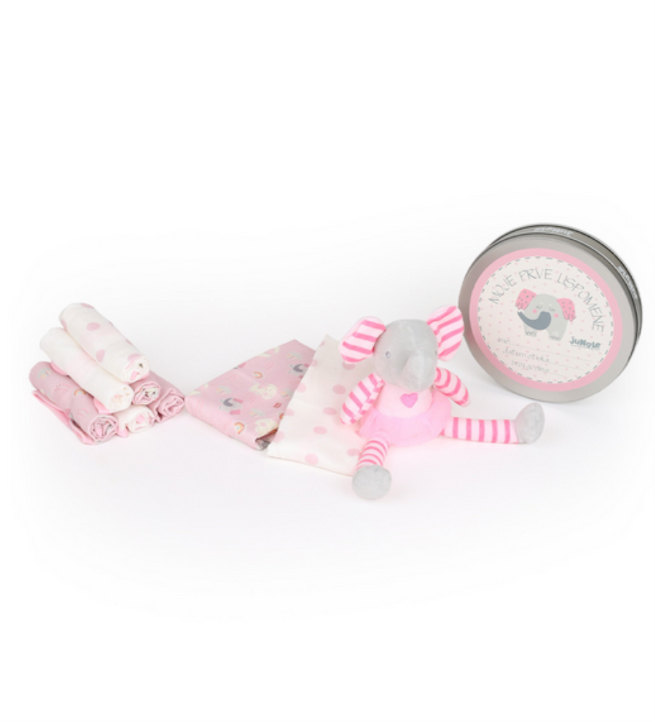 BEBI SET/PRVI OTISAK ROZI SLON FOR.